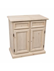Credenza madia classica 2 porte 2 cassetti Legno grezzo 82x41x84 (205)