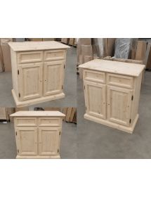 Credenza madia classica 2 porte 2 cassetti Legno grezzo 82x41x84 (205)