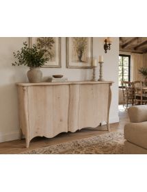 Credenza sagomata 2 porte 1 cassetto estraibile Legno grezzo 165x52x88 (2112)