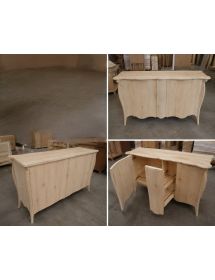 Credenza sagomata 2 porte 1 cassetto estraibile Legno grezzo 165x52x88 (2112)