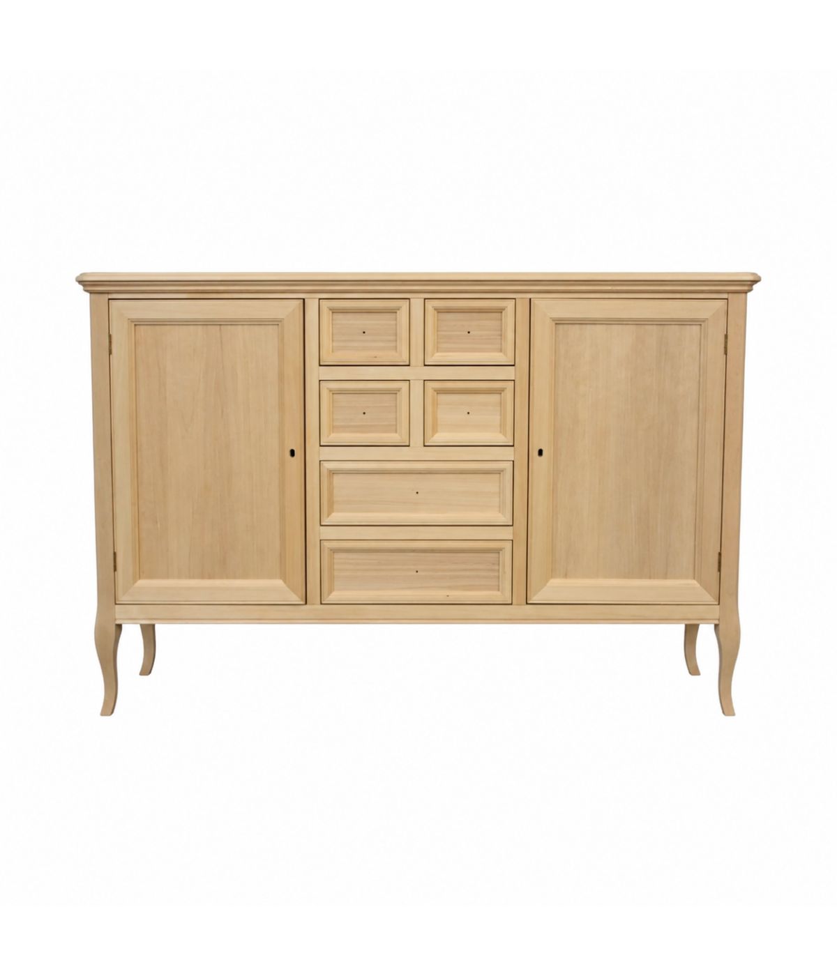 MOBILI 2G - MADIA CREDENZA IN LEGNO 2 PORTE 6 CASSETTI LEGNO GREZZO L.140 P.43 H.90