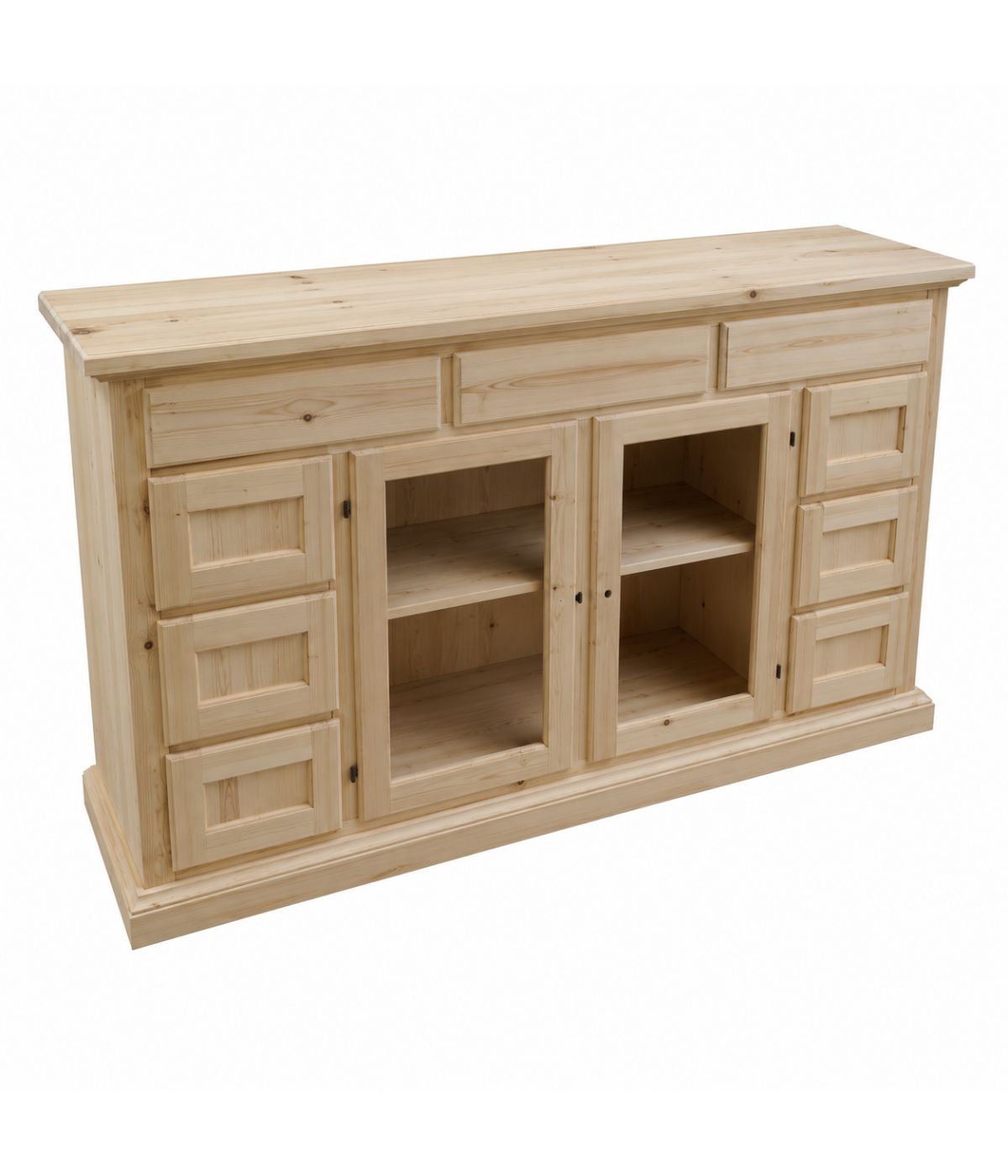 MADIA CREDENZA IN LEGNO 2 PORTE 9 CASSETTI GREZZO L.160 P.45 H.95 (984)