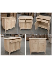 MADIA CREDENZA IN LEGNO BOMBATA GREZZA 2 ANTE L.105 P.50 H.100 (3090)