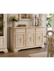 MADIA CREDENZA IN LEGNO GREZZA 3 ANTE CON INTARSIO L.163 P.49 H.98 (2141)