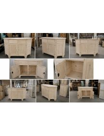 MADIA CREDENZA SCANTONATA IN LEGNO MASSELLO 4 PORTE TINTA NOCE L.15...