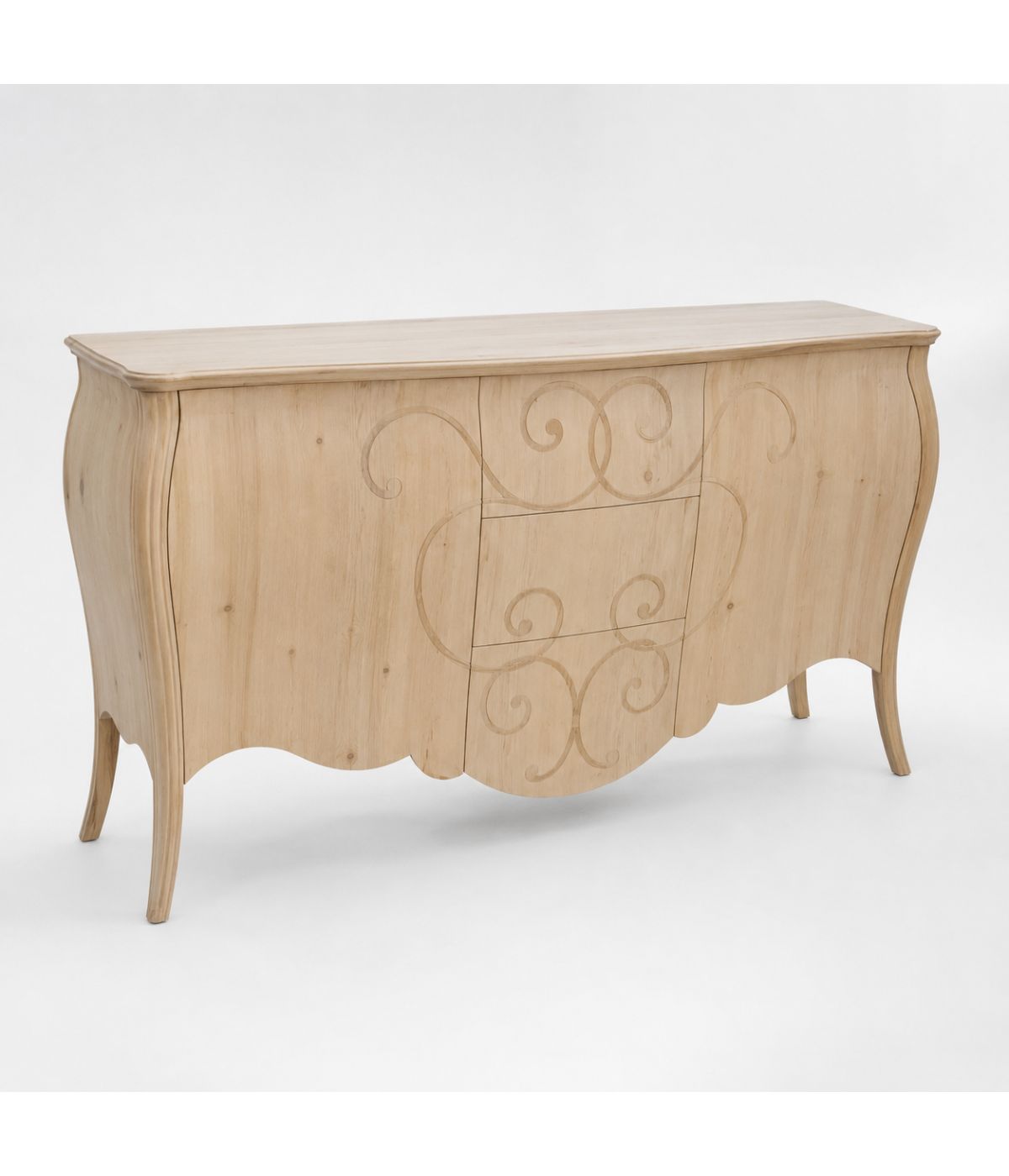 MADIA CREDENZA IN LEGNO GREZZA BOMBATA 2 ANTE L.200 P.60 H.98 (010)