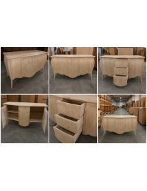 MADIA CREDENZA IN LEGNO GREZZA BOMBATA 2 ANTE L.200 P.60 H.98 (010)