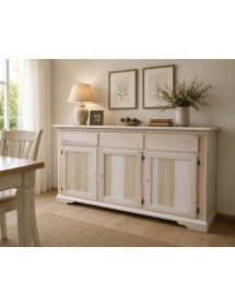 Madia credenza 3 porte 3 cassetti shabby bianco 147x45x93