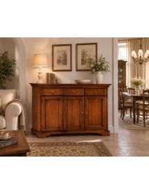Madia credenza arte povera 3 porte 3 cassetti legno tinta noce 147X...