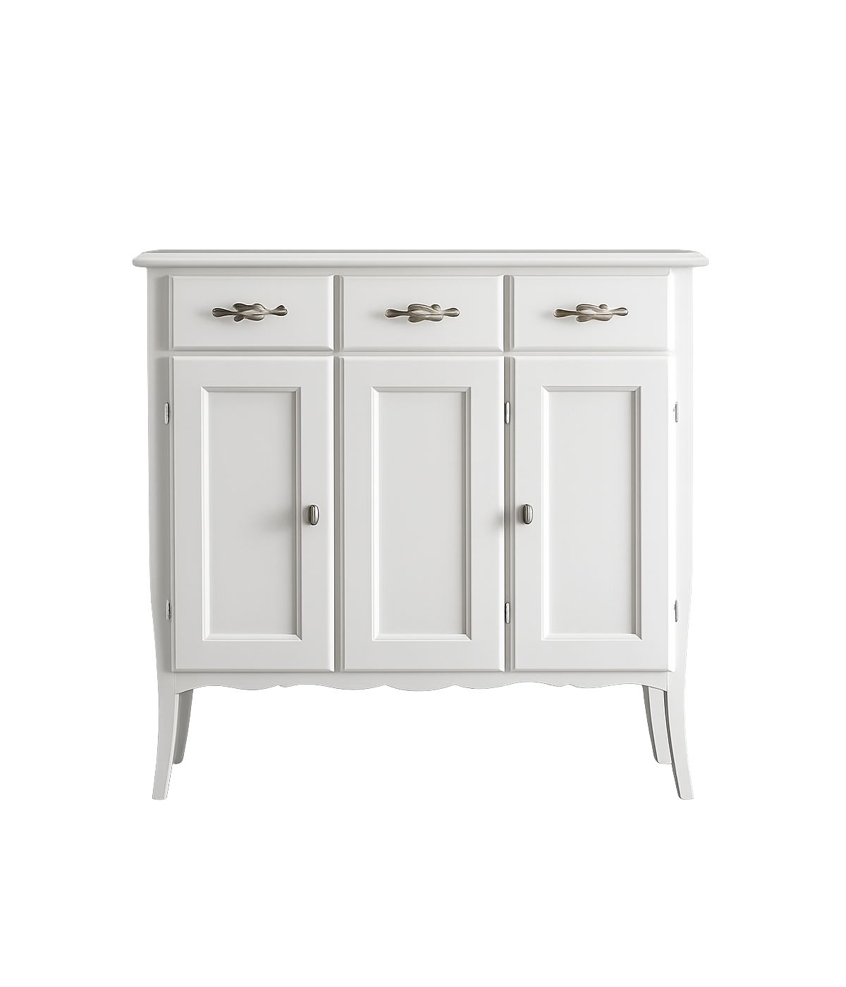 Madia Credenza Shabby Chic 3 Ante 3 legno Bianco L.105 P.42 H.101