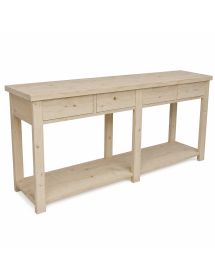 Bancone 4 cassetti 1 ripiano in legno classico grezzo L.200 P.50 H.90 (3326)