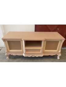Porta tv 2 ante 1 cassetto barocco Legno noce e oro 174x60x76