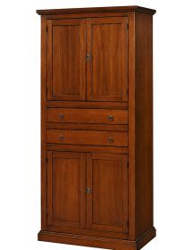 ARMADIO DISPENSA 4 PORTE ARTE POVERA IN LEGNO TINTA NOCE 80x40x170 (394)