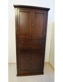 ARMADIO DISPENSA 4 PORTE ARTE POVERA IN LEGNO TINTA NOCE 80x40x150