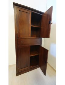ARMADIO DISPENSA 4 PORTE ARTE POVERA IN LEGNO TINTA NOCE 80x40x150