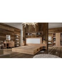LETTO CORTINA MATRIMONIALE IN LEGNO MASSELLO DI ABETE CON VANI LATE...