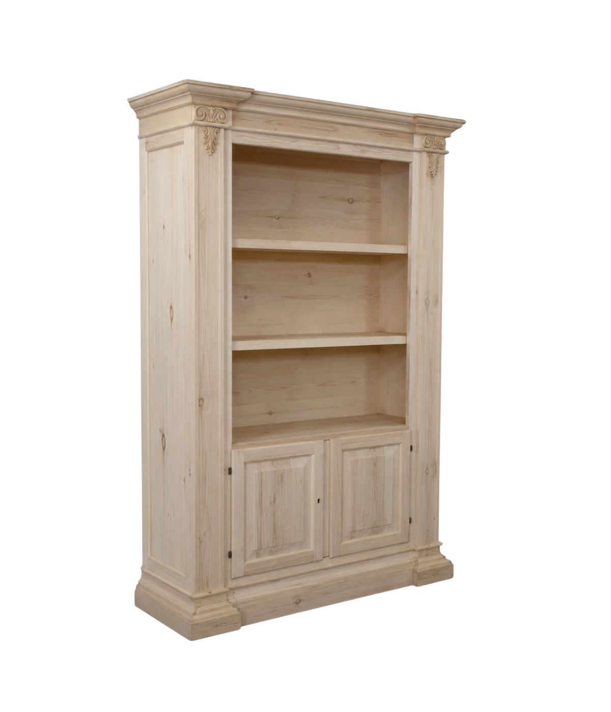 LIBRERIA CLASSICA 2 PORTE 2 RIPIANI IN LEGNO GREZZO L.145 P.50 H.202 (407)