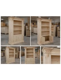 LIBRERIA CLASSICA 2 PORTE 2 RIPIANI IN LEGNO GREZZO L.145 P.50 H.202 (407)