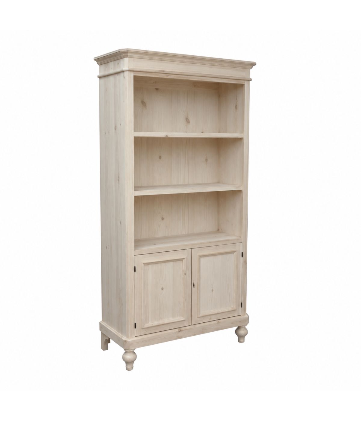 Libreria Classica 2 Porte 2 ripiani Legno Grezzo 100X40X194 (1519)