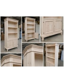 Libreria Classica 2 Porte 2 ripiani Legno Grezzo 100X40X194 (1519)