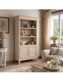 Libreria Classica 2 Porte 2 ripiani Legno Grezzo 100X40X194 (1519)