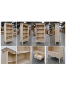 Libreria classica 3 ripiani 2 cassetti legno grezzo L.106 P.47 H.204