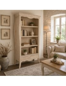 Libreria classica 3 ripiani 2 cassetti legno grezzo L.106 P.47 H.204