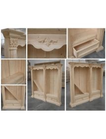 LIBRERIA IN LEGNO TINTA NOCE STILE CORINTIO 254x49x211 (160)