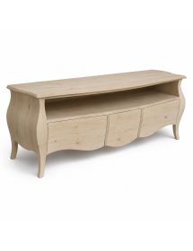 PORTA TV  CLASSICO IN LEGNO BOMBATO 3 CASSETTI GREZZO L.176 P.45 H.62 (3268)