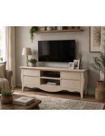 PORTA TV  CLASSICO IN LEGNO BOMBATO 4 CASSETTI GREZZO L.182 P.50 H.61 (3026)