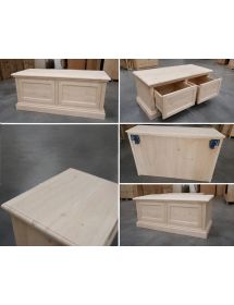 Porta tv 2 cassetti guide ammortizzate legno frassino grezzo 128x60x47