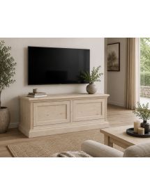 Porta tv 2 cassetti guide ammortizzate legno frassino grezzo 128x60x47