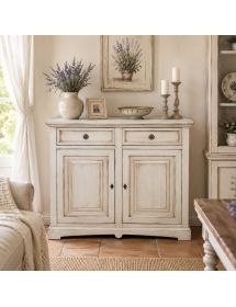 Credenza shabby 2 ante Legno bianco anticato 117X46X96