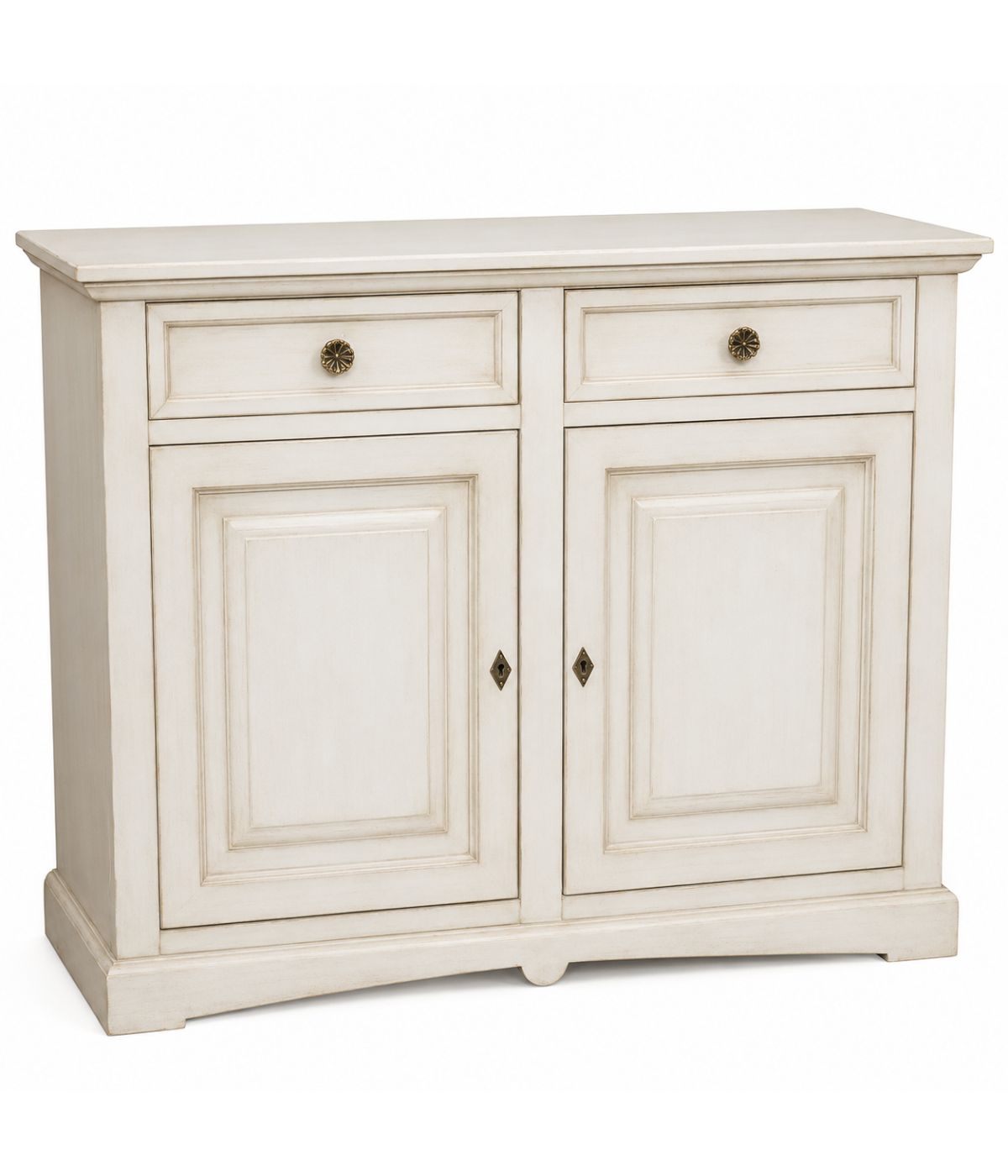 Credenza shabby 2 ante Legno bianco anticato 117X46X96