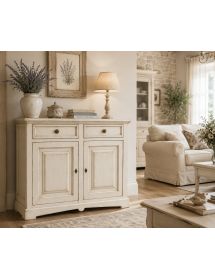 Credenza shabby 2 ante Legno bianco anticato 117X46X96