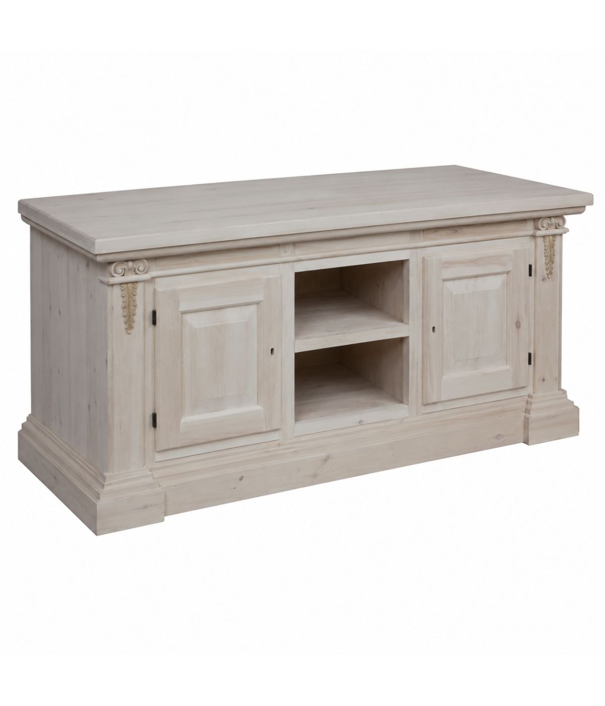 PORTA TV 2 PORTE IN LEGNO GREZZO ARTE POVERA  L.158 P.60 H.62 (401)