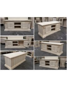 PORTA TV 2 PORTE IN LEGNO GREZZO ARTE POVERA  L.158 P.60 H.62 (401)