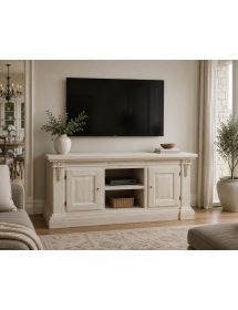 PORTA TV 2 PORTE IN LEGNO GREZZO ARTE POVERA  L.158 P.60 H.62 (401)