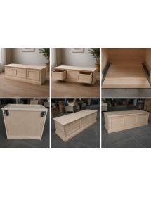 Porta tv 3 cassetti guide ammortizzate legno frassino grezzo 187x60x47