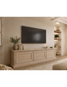 Porta tv 3 cassetti guide ammortizzate legno frassino grezzo 187x60x47