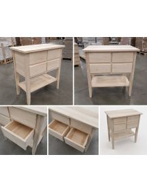 Porta tv 4 cassetti 1 ripiano legno grezzo 68x39x80 (972)