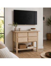 Porta tv 4 cassetti 1 ripiano legno grezzo 68x39x80 (972)