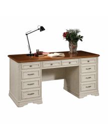 SCRIVANIA CLASSICA 10 CASSETTI IN LEGNO BIANCO/NOCE 180X85X82