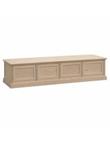 Porta tv 4 cassetti guide ammortizzate legno frassino grezzo 245x60x47