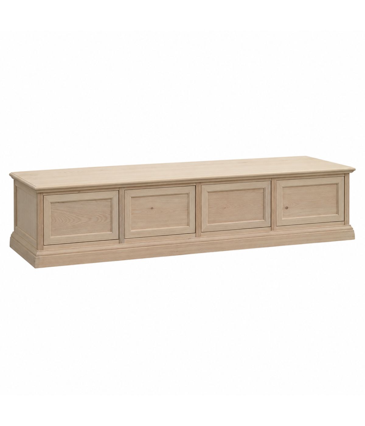 Porta tv 4 cassetti guide ammortizzate legno frassino grezzo 245x60x47