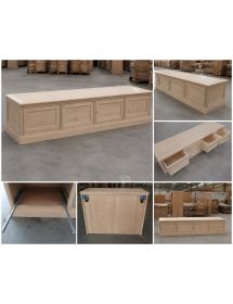 Porta tv 4 cassetti guide ammortizzate legno frassino grezzo 245x60x47