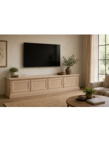 Porta tv 4 cassetti guide ammortizzate legno frassino grezzo 245x60x47