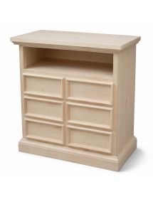 Porta tv 6 cassetti 1 vano a giorno Legno grezzo 83x47x84 (715)