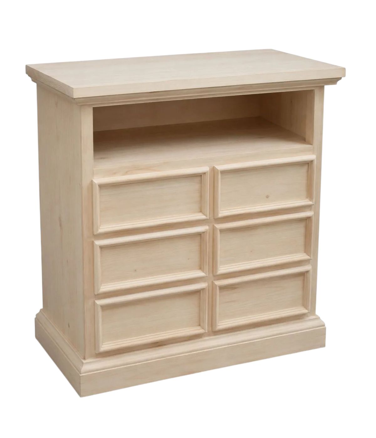 Porta tv 6 cassetti 1 vano a giorno Legno grezzo 83x47x84 (715)