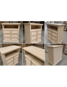 Porta tv 6 cassetti 1 vano a giorno Legno grezzo 83x47x84 (715)